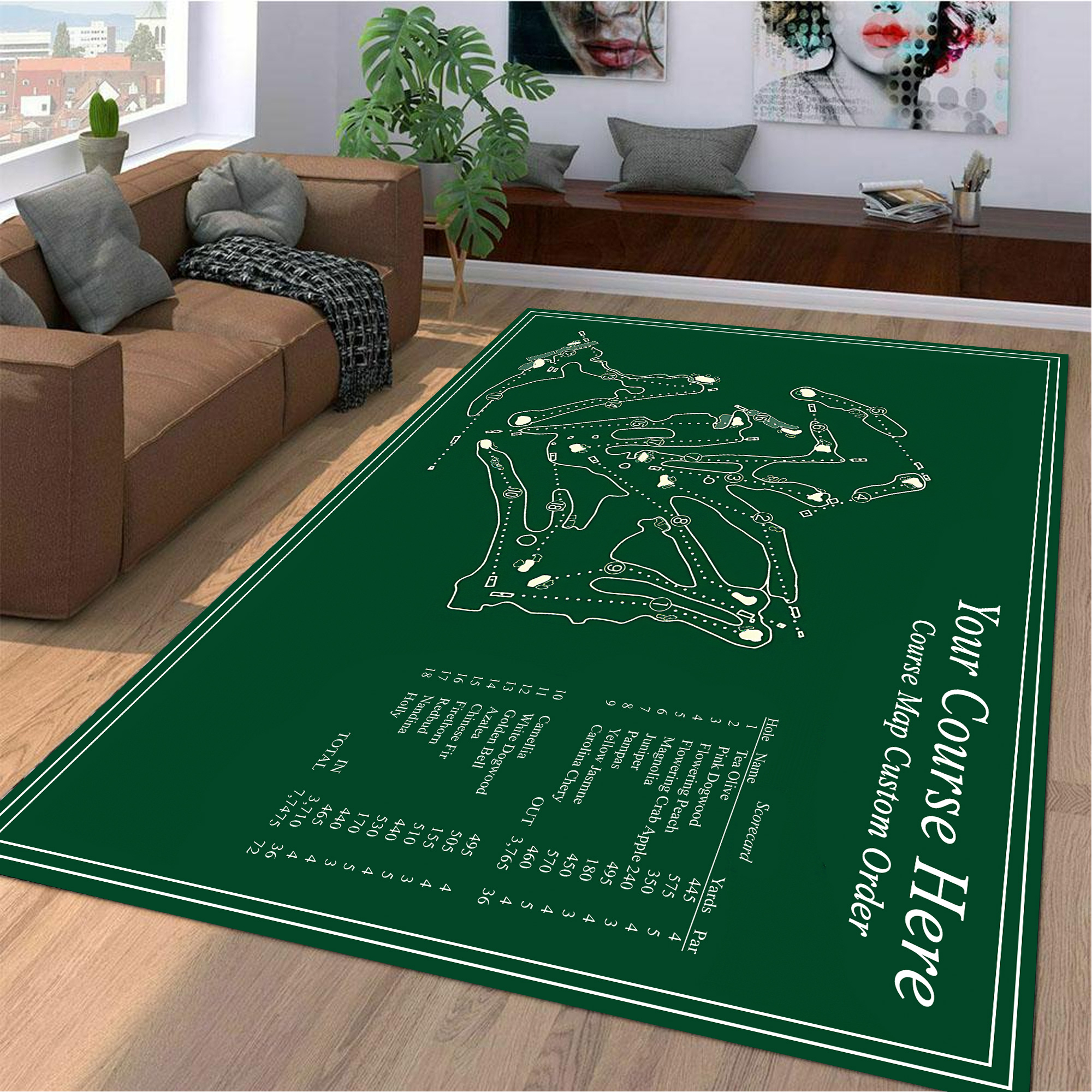 Personalized Golf Patent Area Rug SIXTWONINES