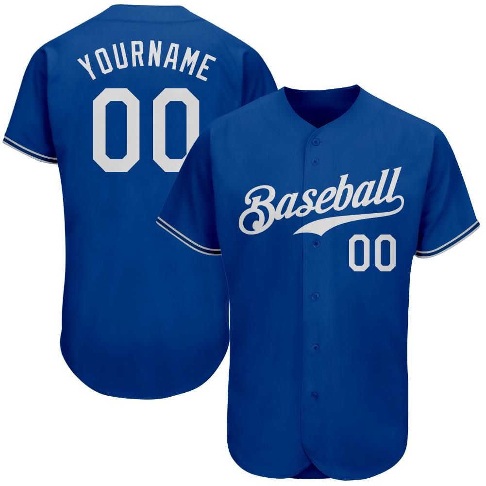Custom Royal White Authentic Baseball Jersey 9X Print