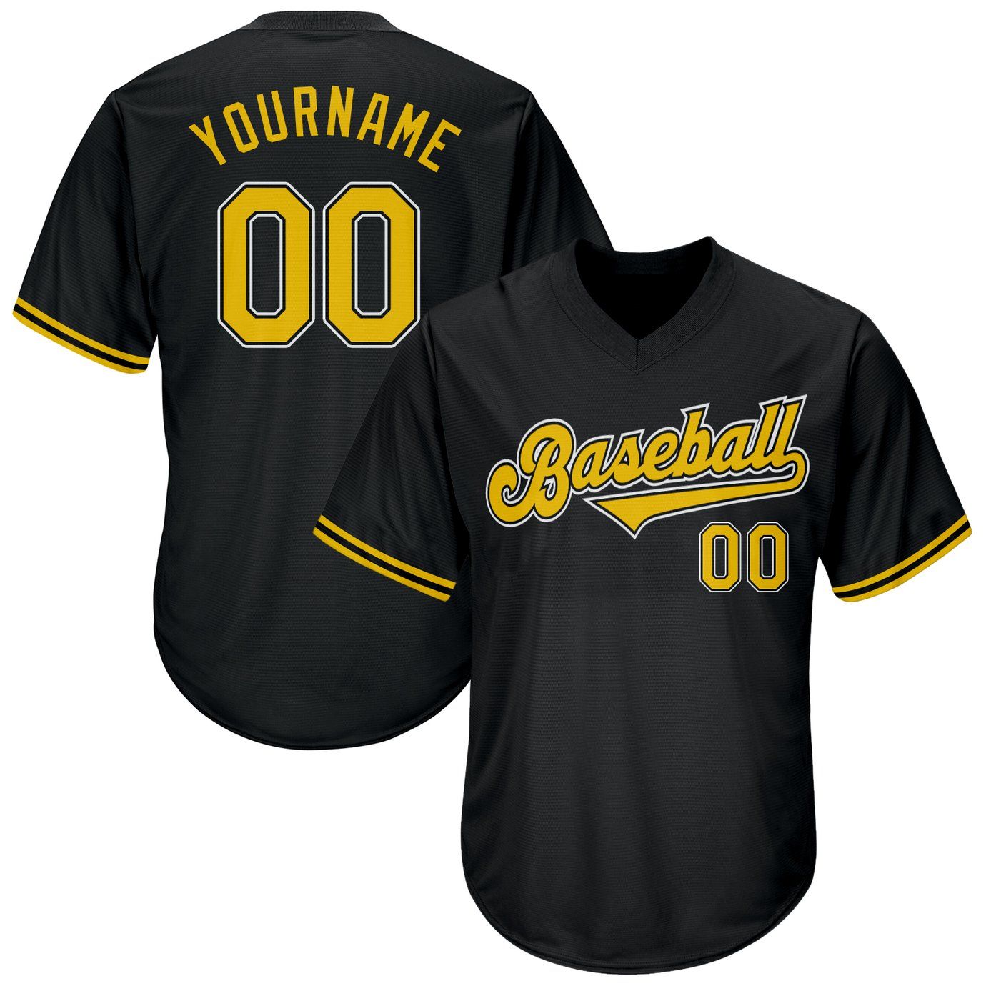 Custom Team Gold Basketball Black Rib-Knit Jersey Black