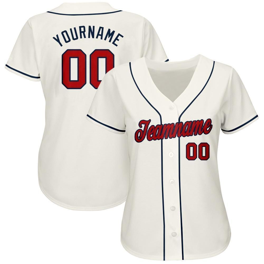 Custom Cream Red-navy Baseball Jersey – HighSportPrint