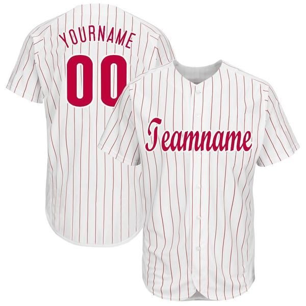 Custom White Red Strip Redwhite Baseball Jersey 9X Print