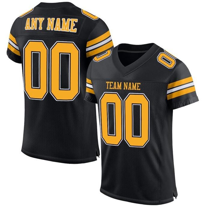 Custom Black Gold-White Mesh Authentic Football Jersey – CustomJerseysPro