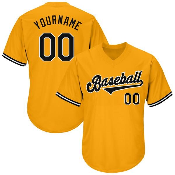 Custom Gold Blackwhite Authentic Throwback Ribknit Baseball Jersey
