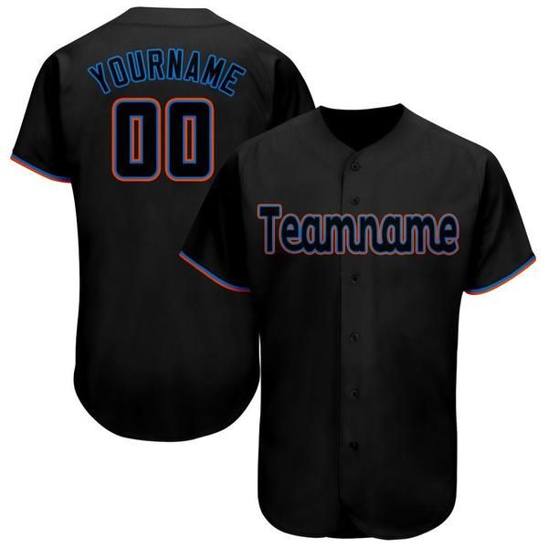 Custom Black Powder Blue-orange Baseball Jersey – 9X Print