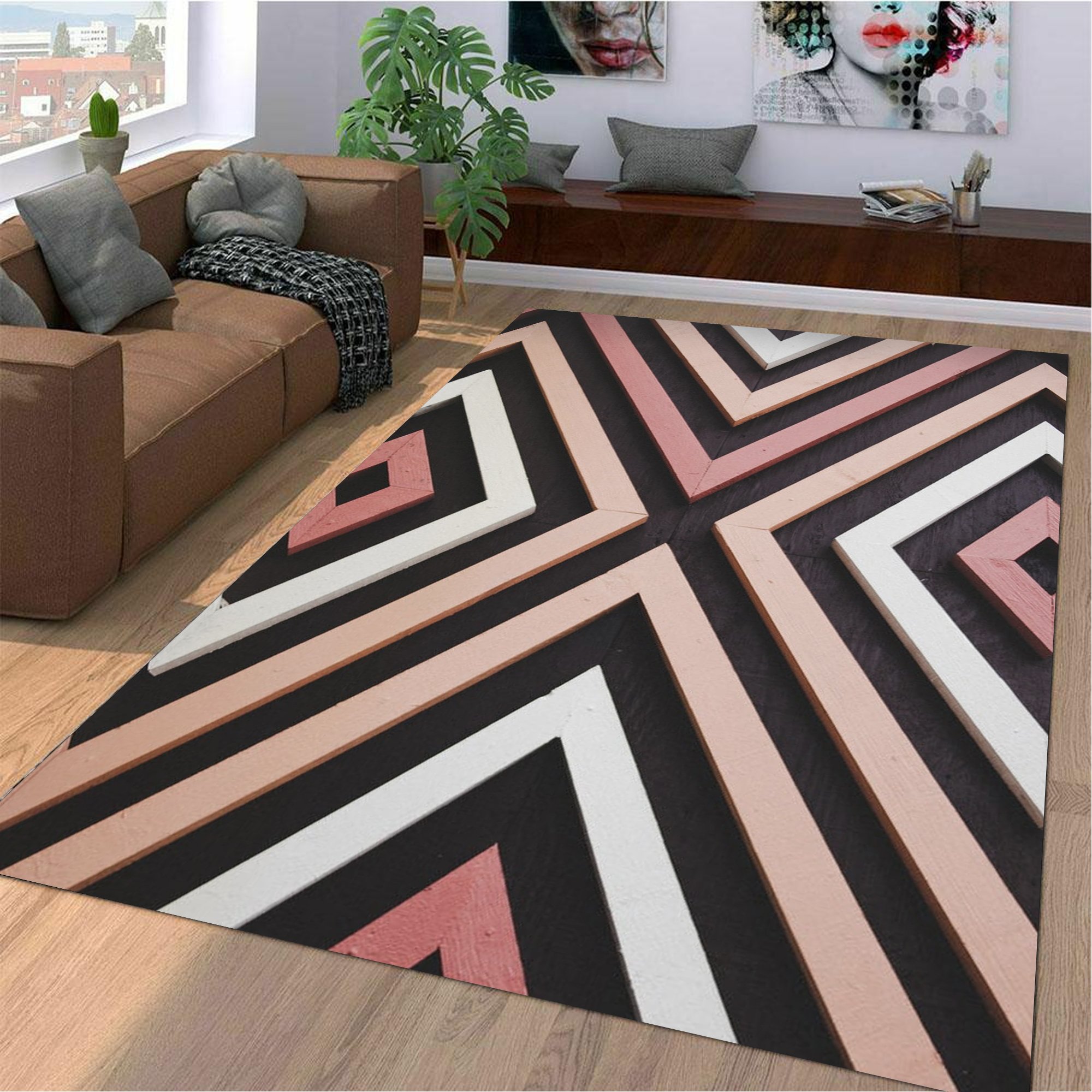 Diamond Pattern Area Rug 9X Print