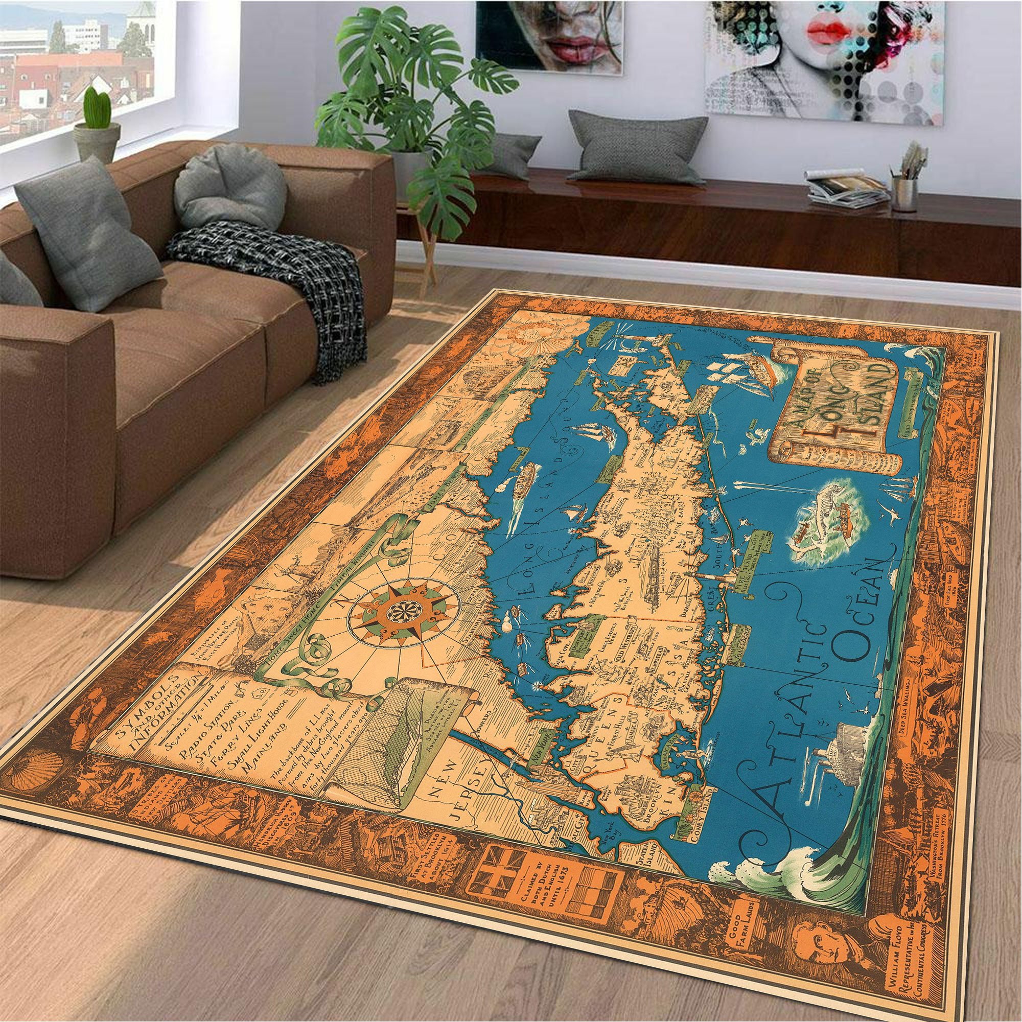 A Map Of Long Island Area Rug 9X Print