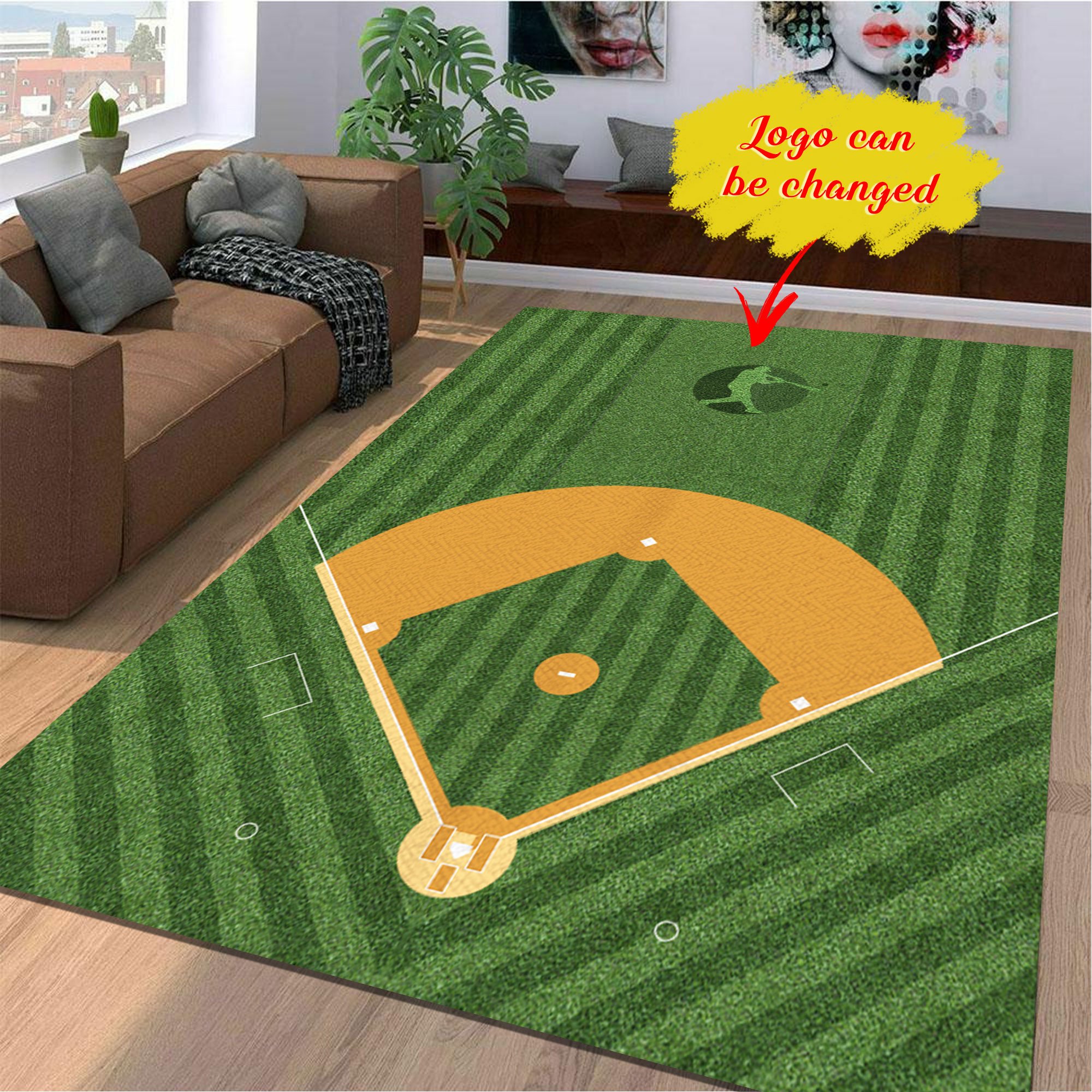 Personalized Any Baseball Stadium, Ballpark, Baseball park Area Rug