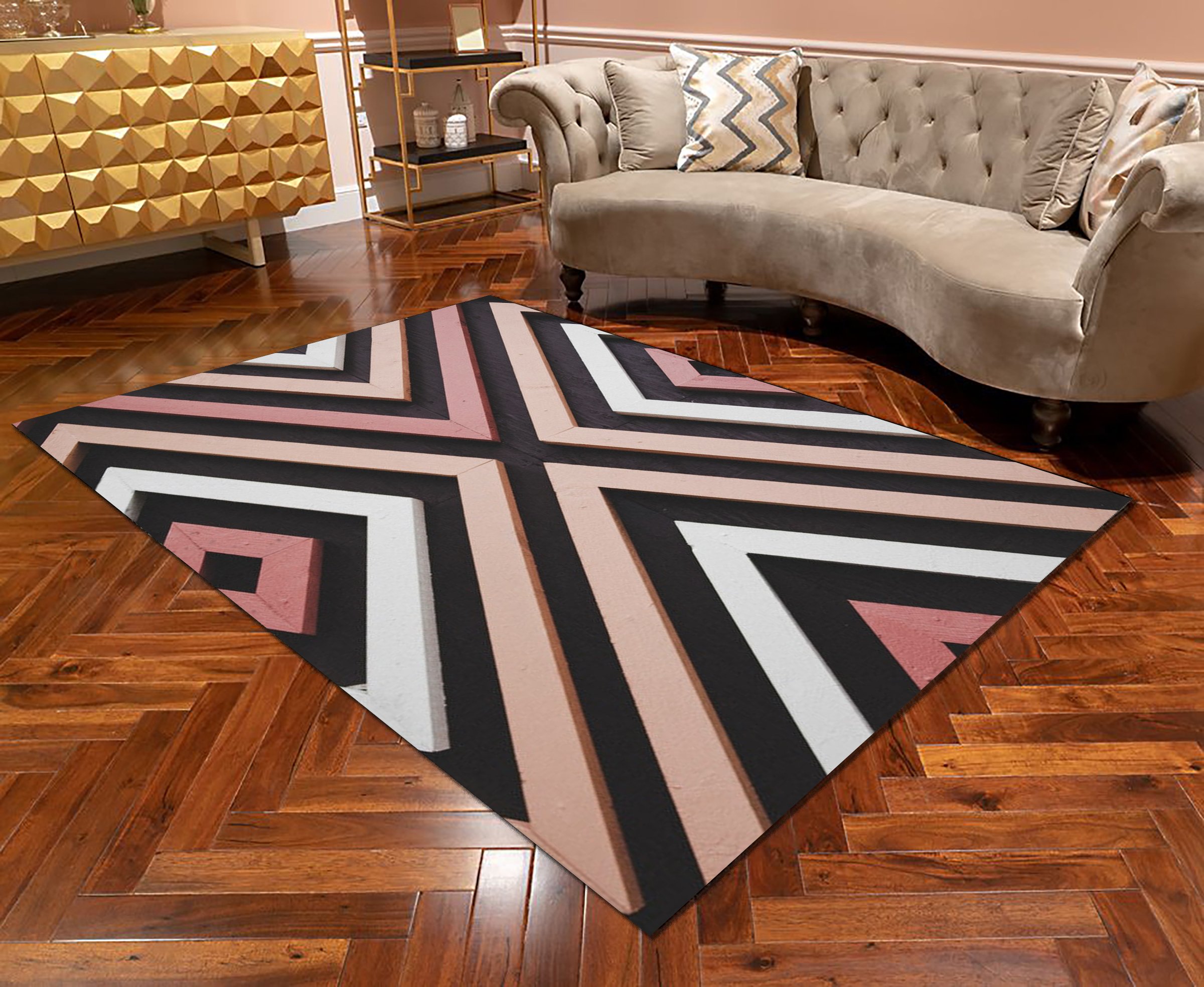 Diamond Pattern Area Rug 9X Print