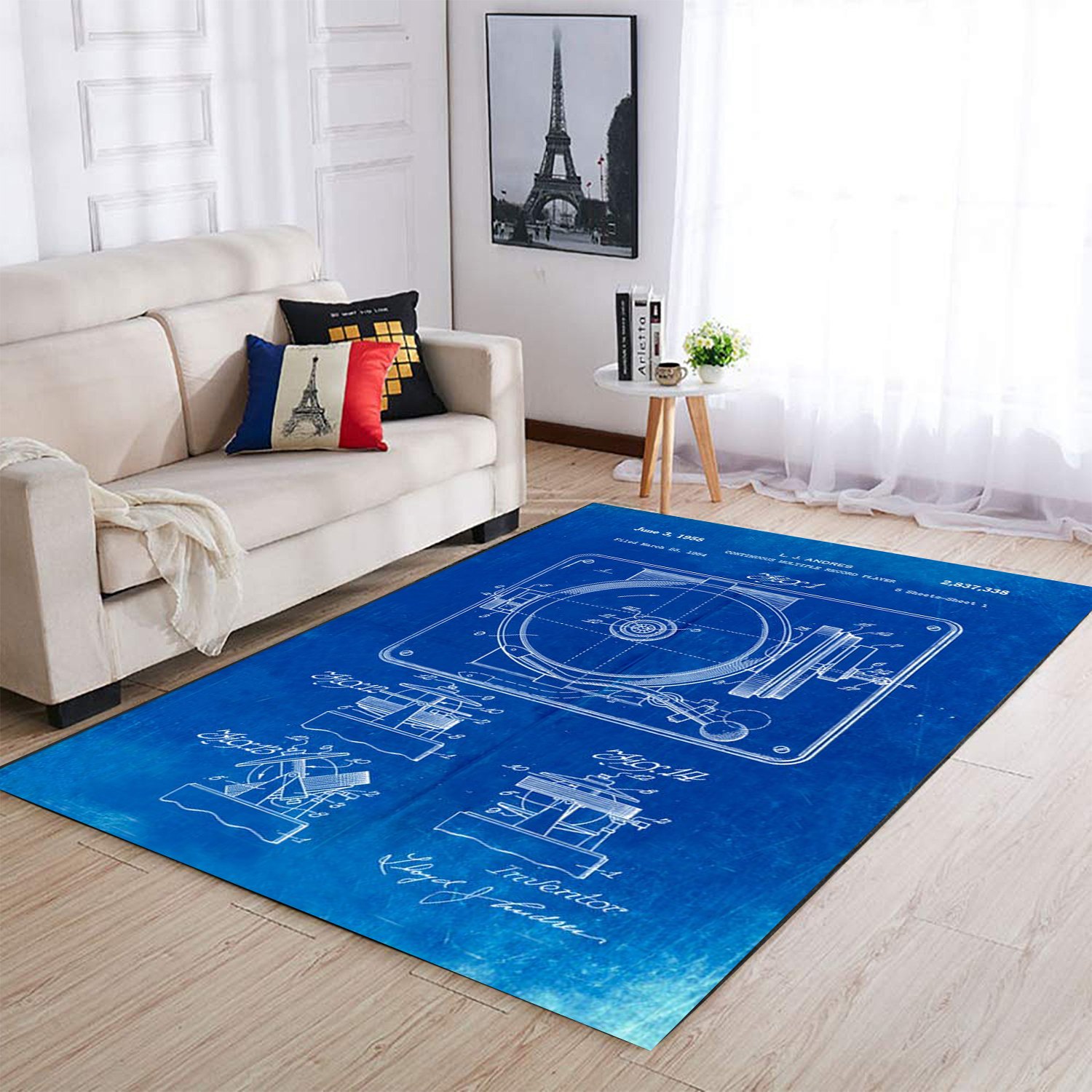 Continuous Multiple Record Player Patent Area Rug HighSportPrint