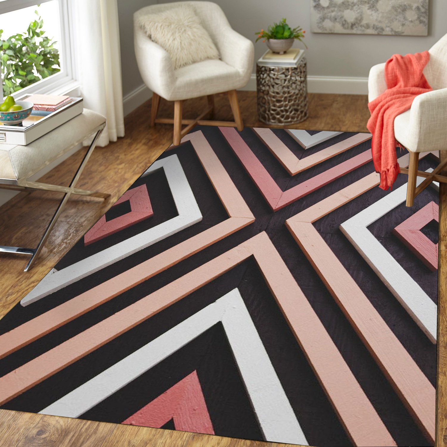 Diamond Pattern Area Rug 9X Print