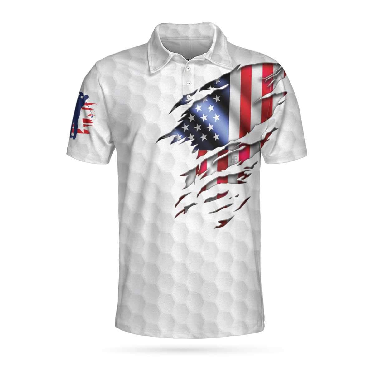 American Eagle Flag Golf Polo Shirt – 9X Print