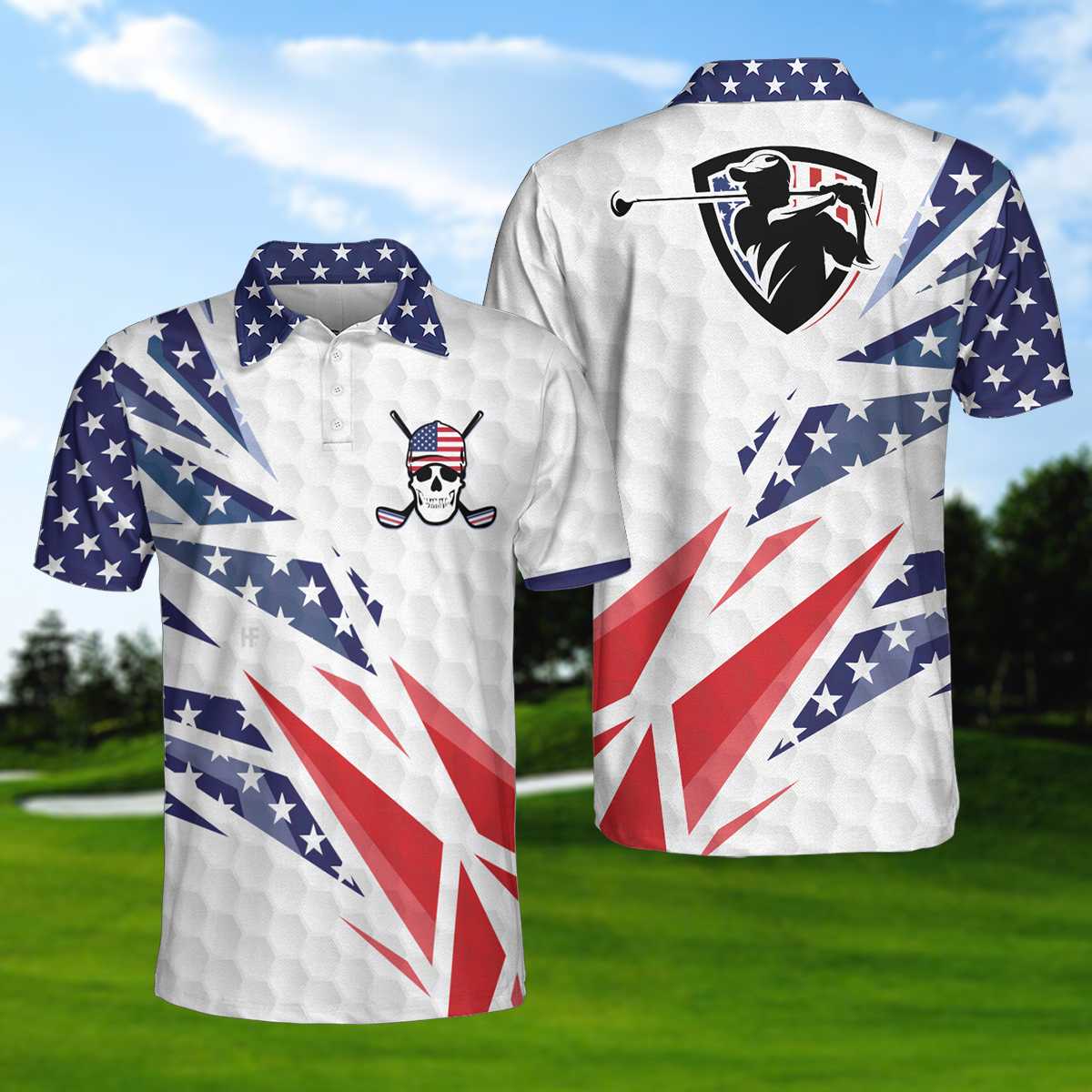 American Flag Golf Texture V2 Golf Polo Shirt Highsportprint