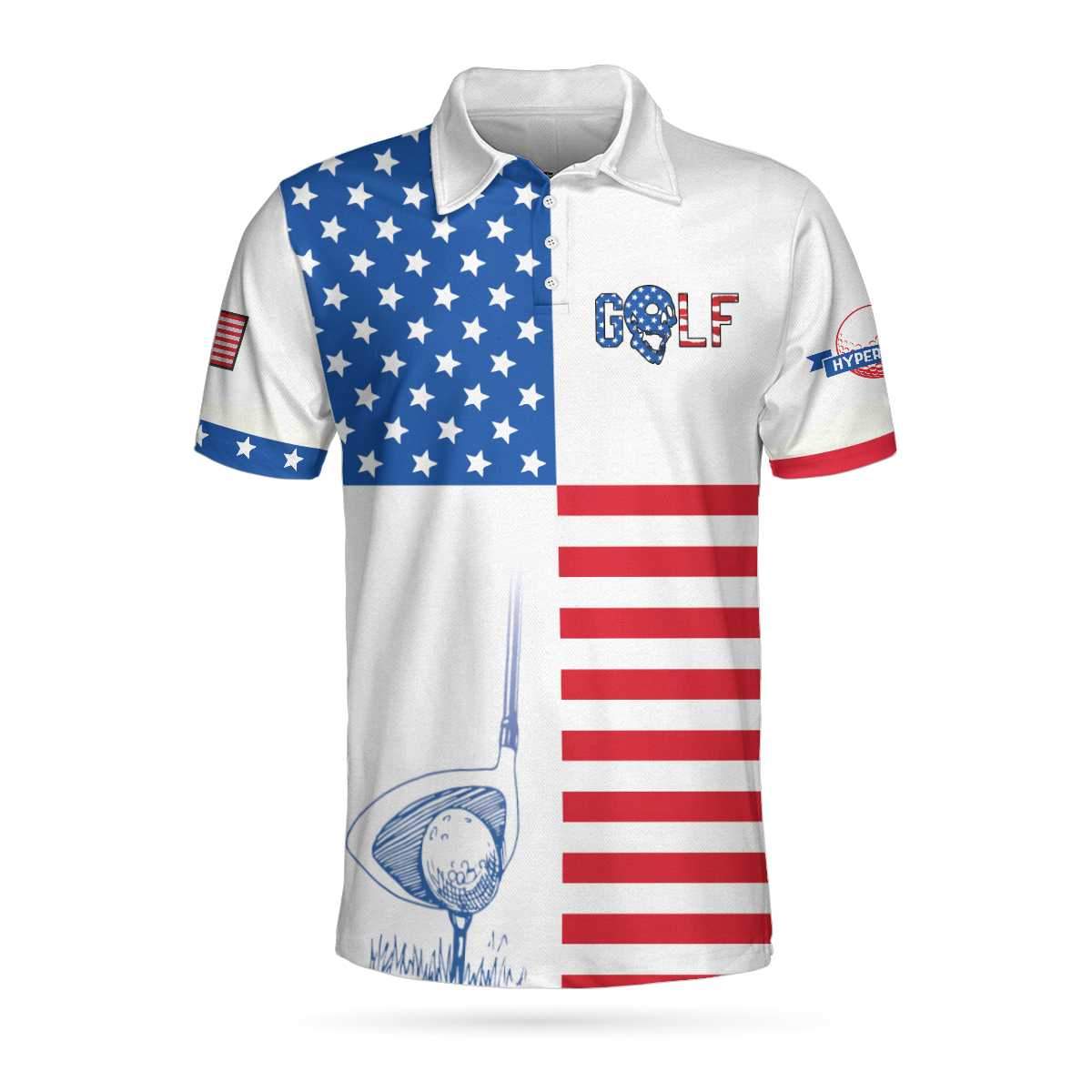 American Flag Golf V1 Polo Shirt 9x Print