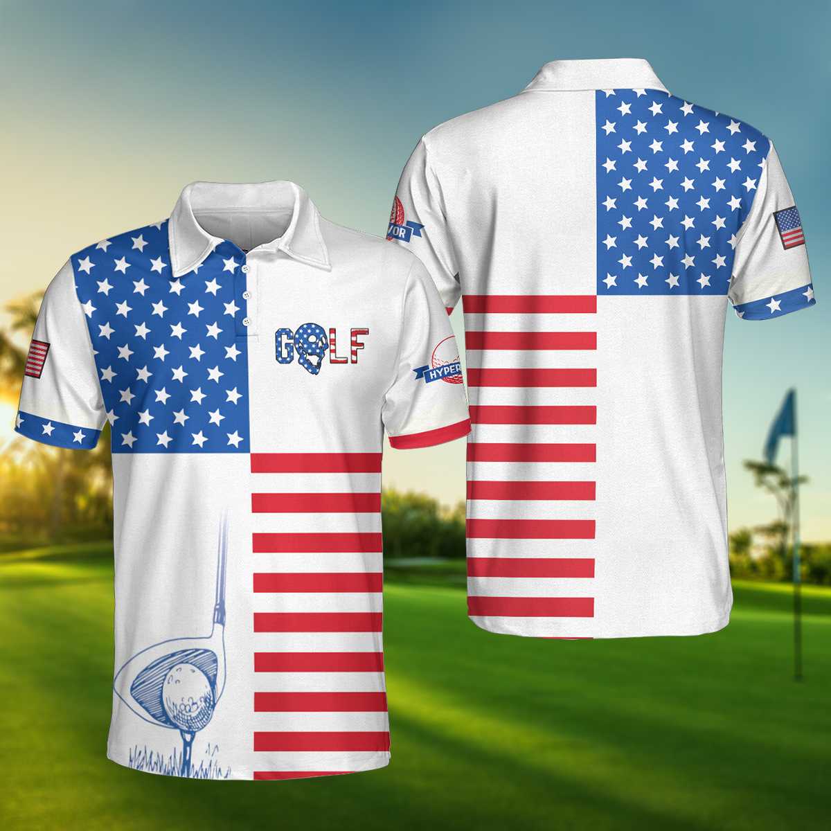 American Flag Golf V1 Polo Shirt – HighSportPrint