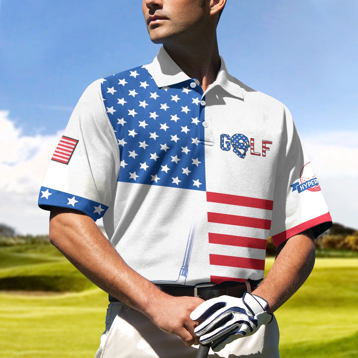 American Flag Golf V1 Polo Shirt – 9X Print