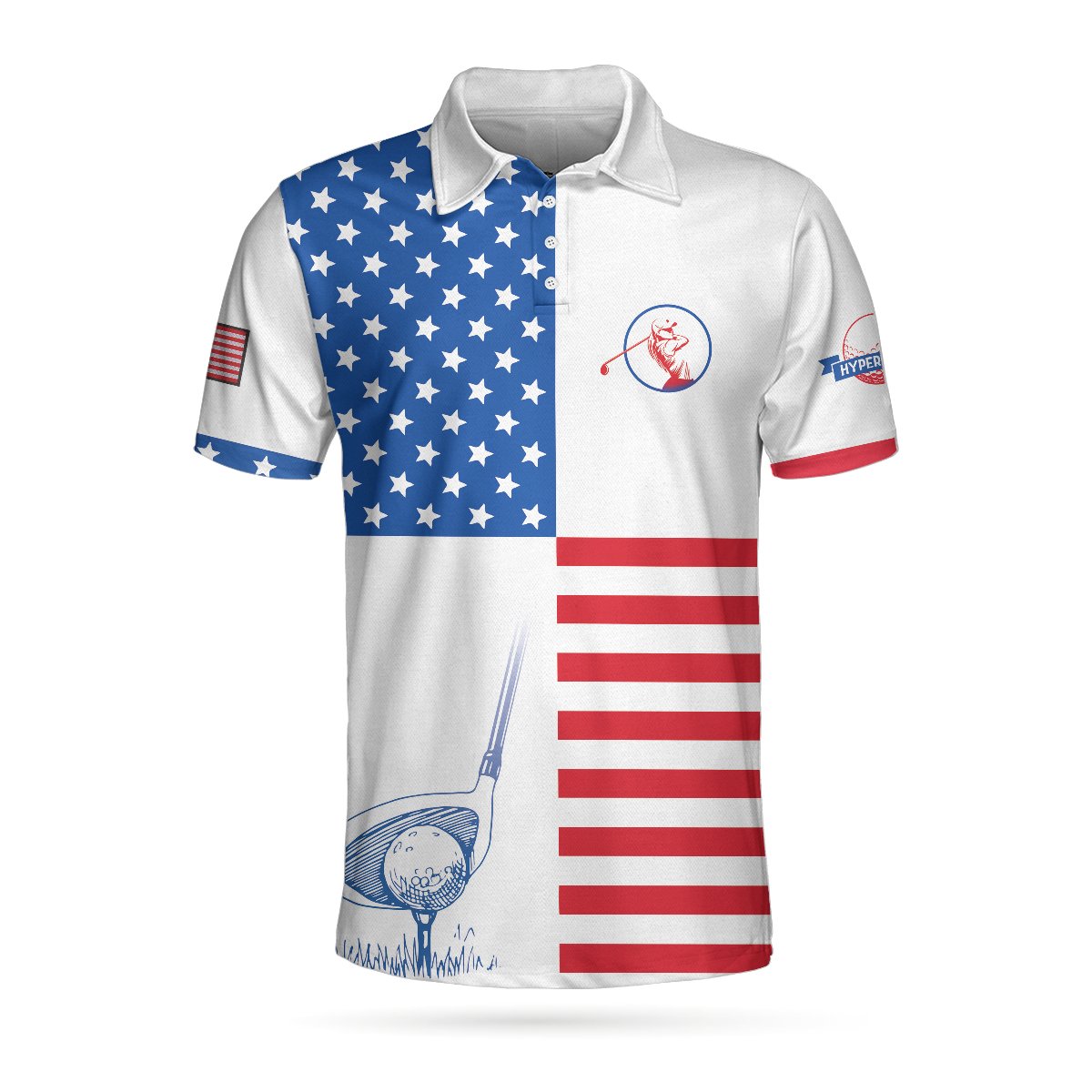 American Flag Golf V2 Polo Shirt – 9X Print