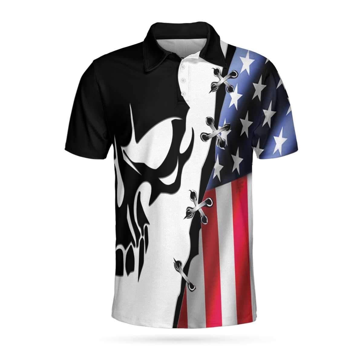 American Flag With Skull Billiards Polo Shirt – HighSportPrint