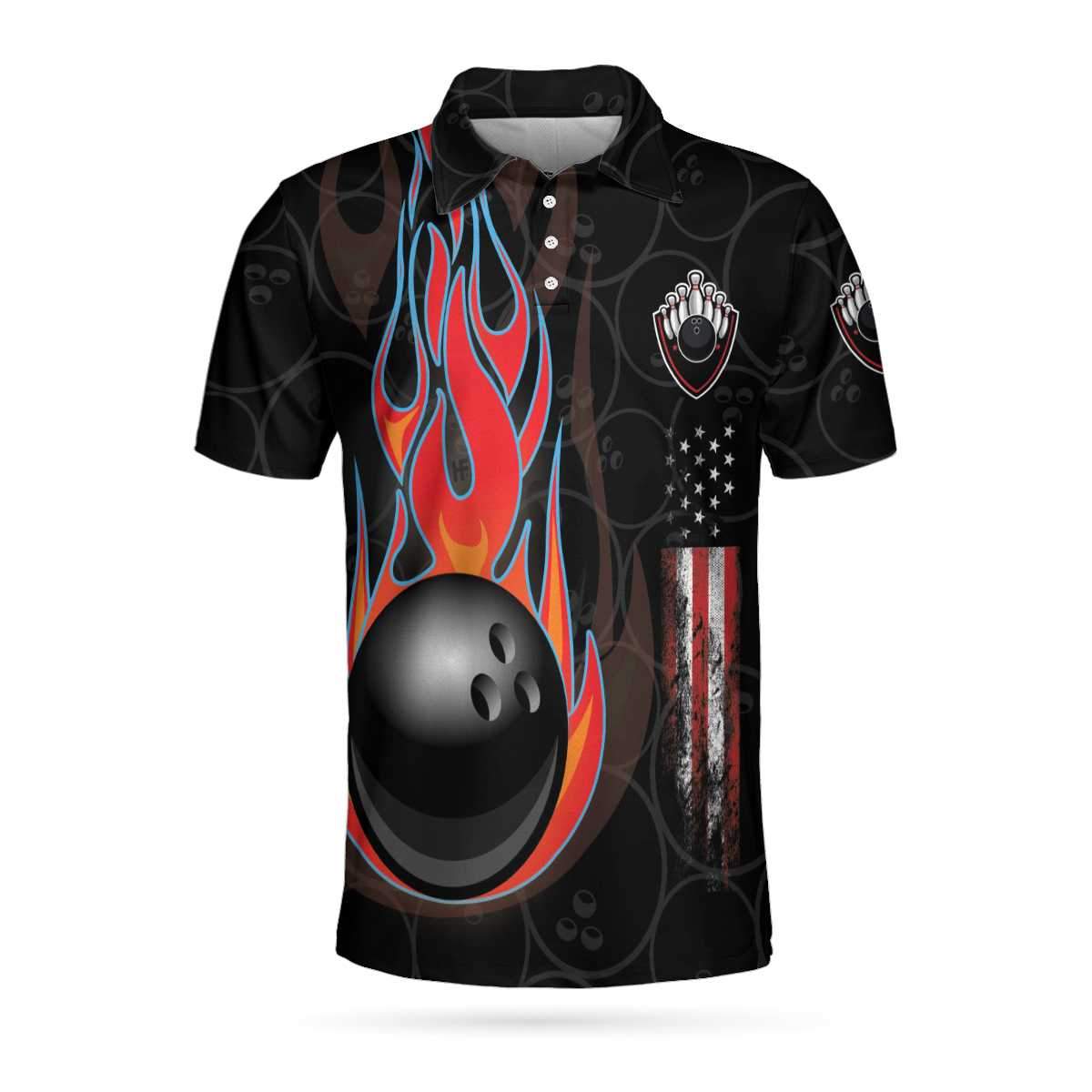 Bowling And Skull Back Polo Shirt HighSportPrint