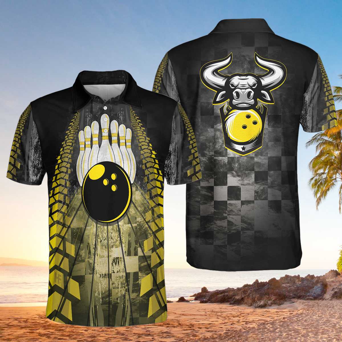 Bowling Bull Black And Yellow Polo Shirt – 9X Print