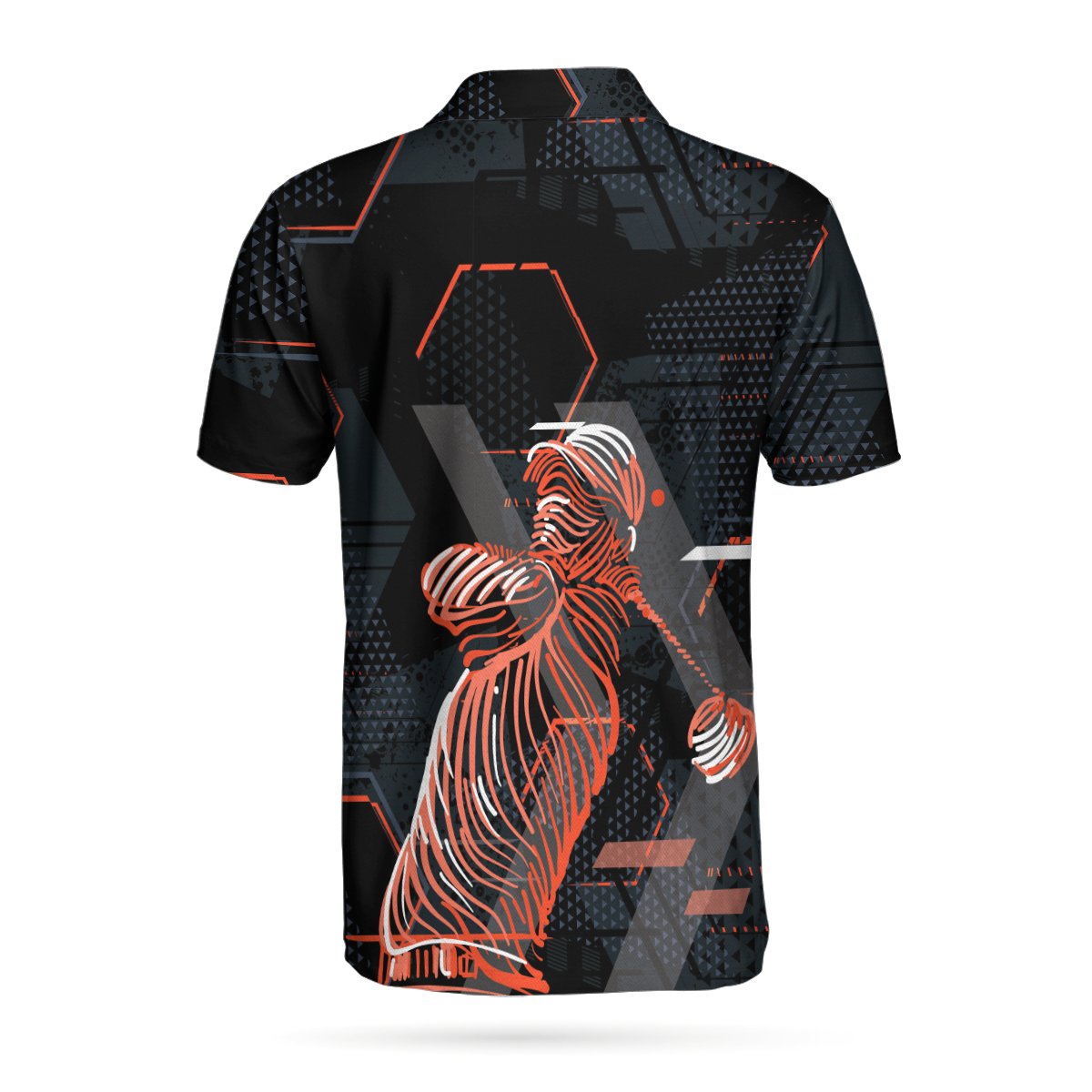 Digital Orange Golfer Golf Polo Shirt HighSportPrint