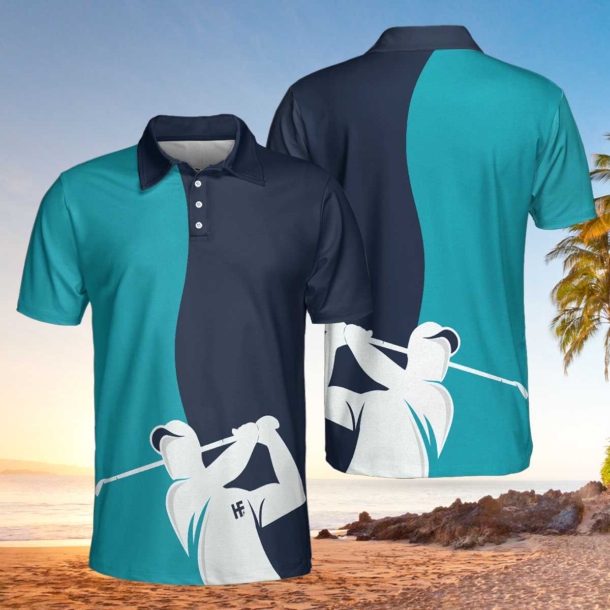 Golf Blue And Navy Polo Shirt – 9X Print