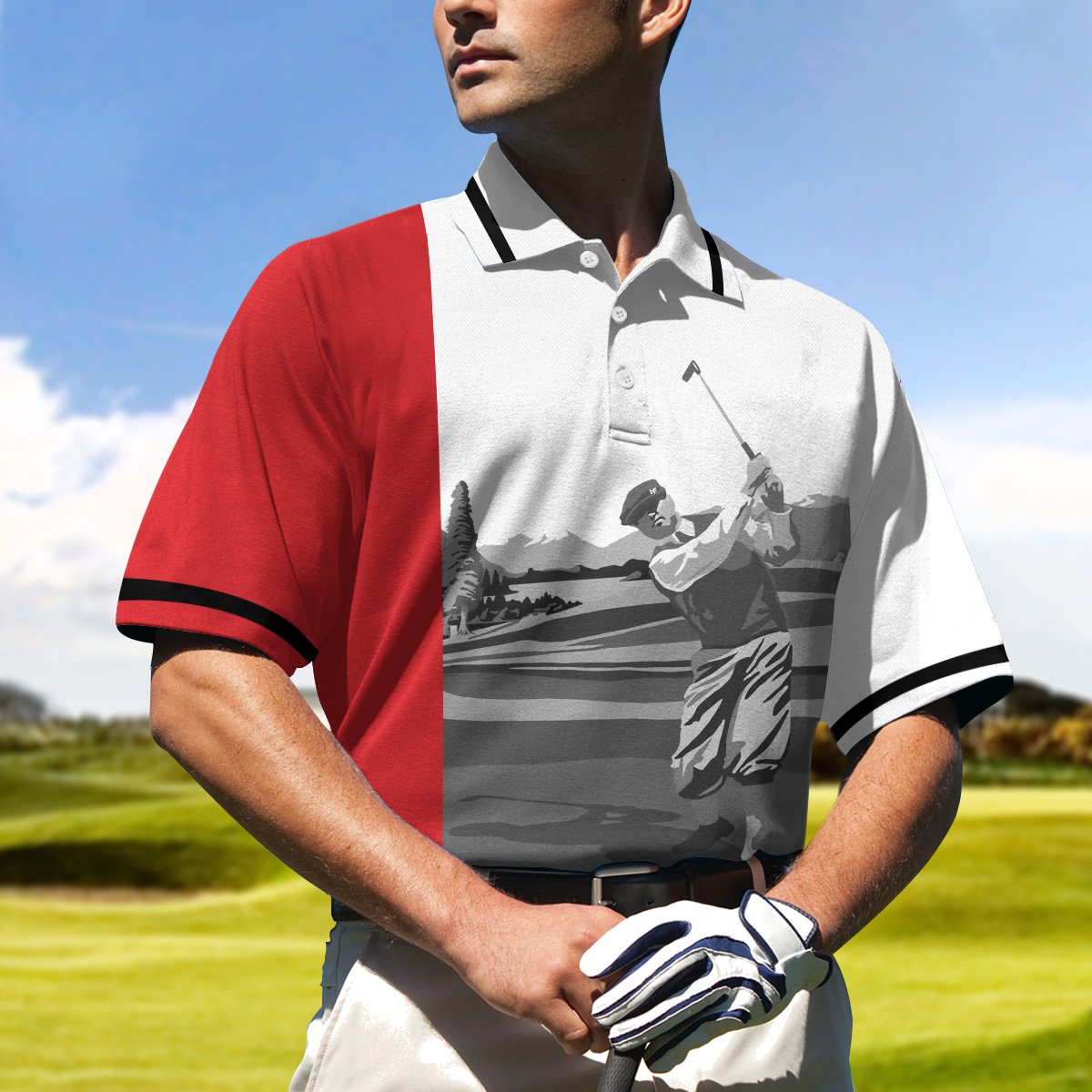 Man Playing Golf Polo Shirt – 9X Print