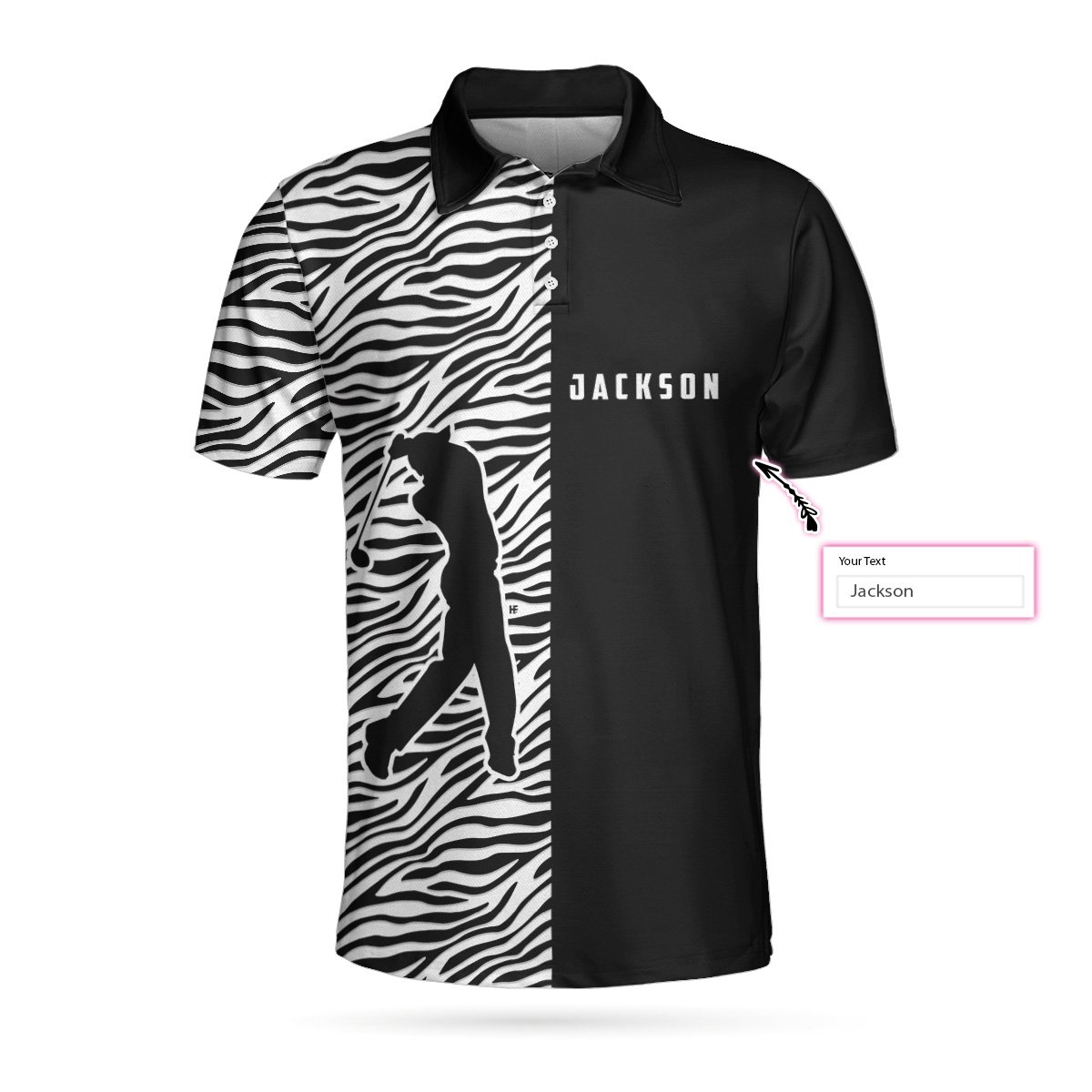 Personalized 2D Golfer Zebra Pattern Golf Polo Shirt – SIXTWONINES