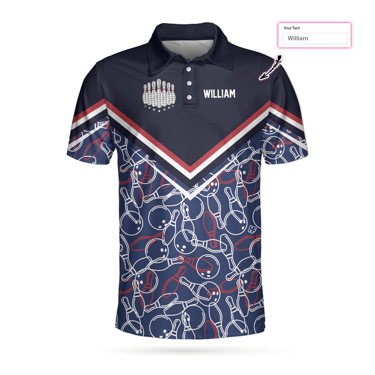Personalized Bowling Pattern Polo Shirt 9X Print