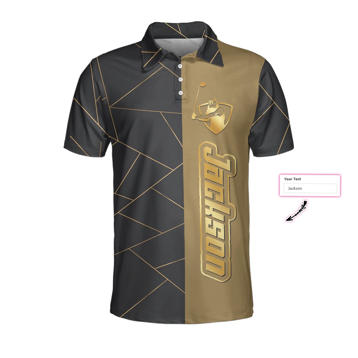 Personalized Golden Lines Golf Polo Shirt HighSportPrint