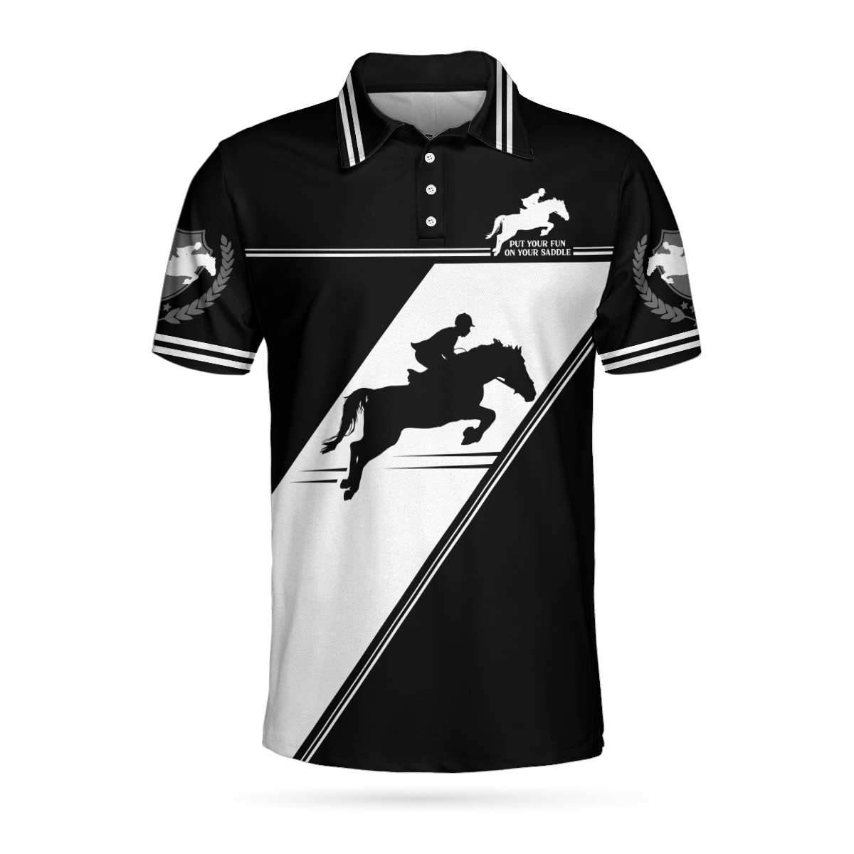 Put Your Fun On Your Saddle Horse Riding Polo Shirt 9X Print