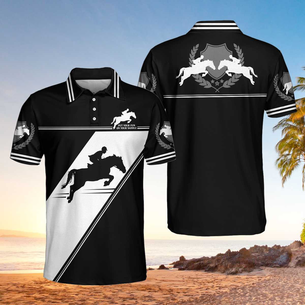 Put Your Fun On Your Saddle Horse Riding Polo Shirt HighSportPrint