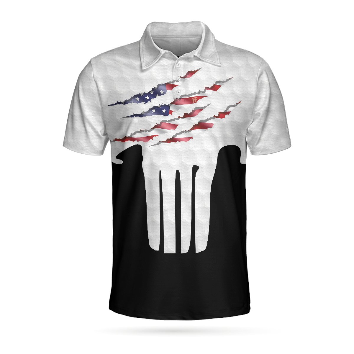 Ripped Skull American Flag Polo Shirt HighSportPrint