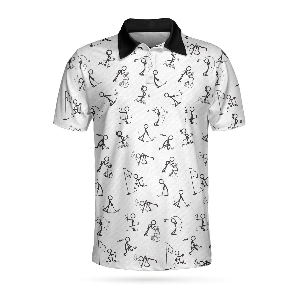 Stickfigures Playing Golf Polo Shirt – 9X Print