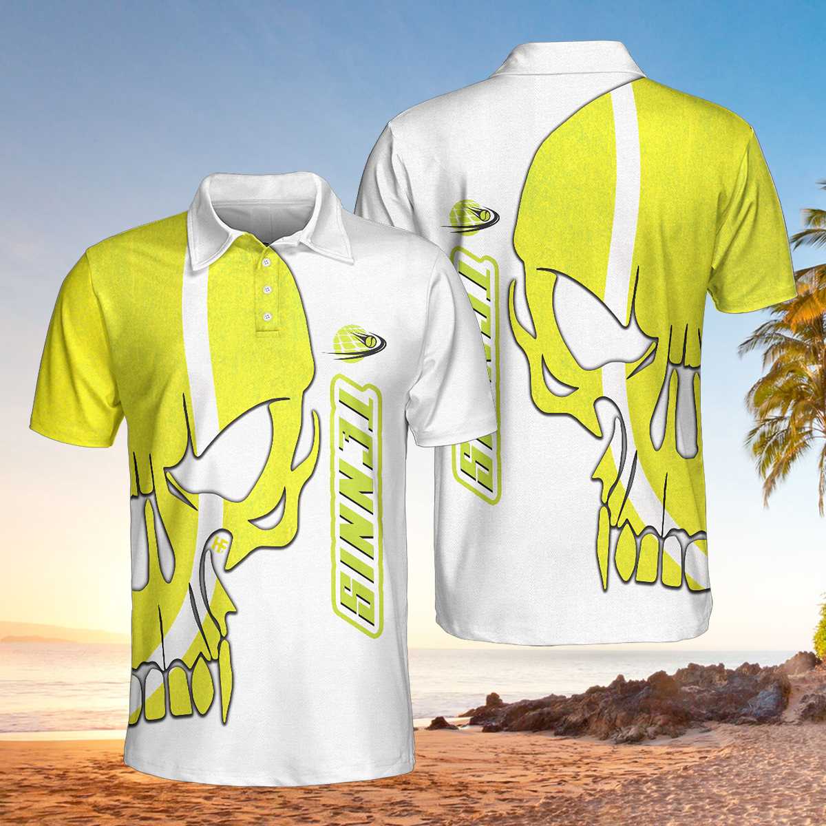 Tennis Ball Skull Polo Shirt 9X Print