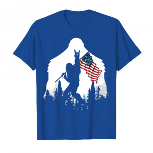 Bigfoot Rock And Roll Usa Flag In The Forest Branded Unisex T-Shirt