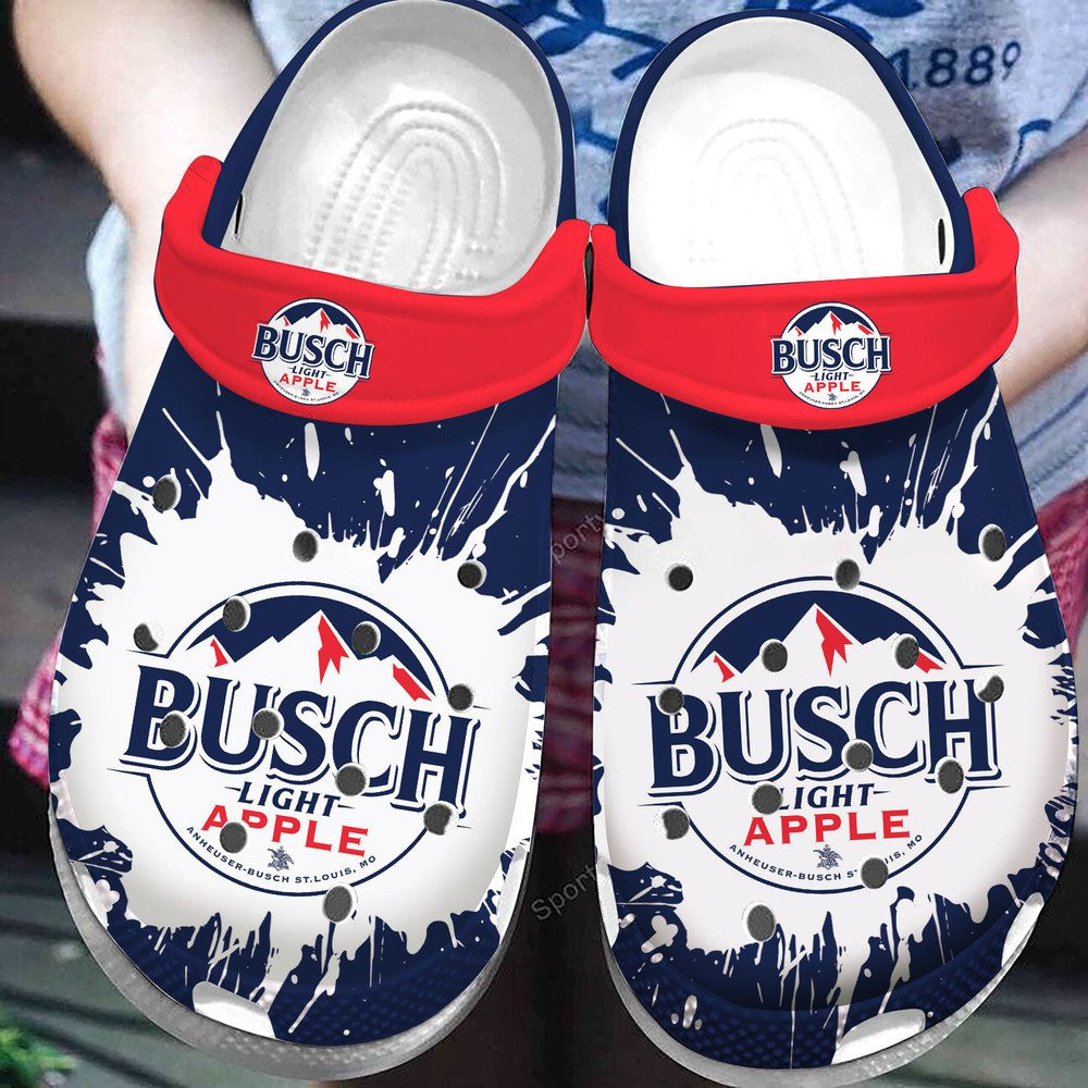 Busch Light Apple Navy Red Clogs Shoes - WORKARTIDEA