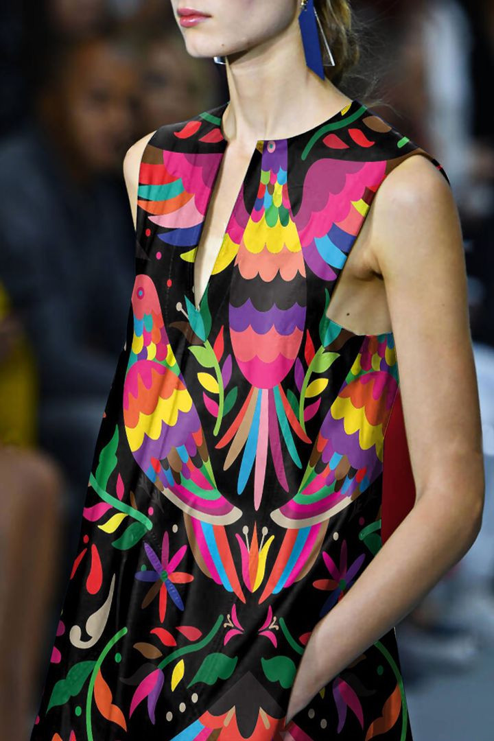 Mexican Otomi Art Colorful V Neck Maxi Dress – WORKARTIDEA