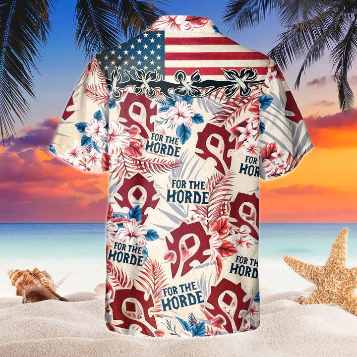 Funny World Of Warcraft Horde American Flag Hawaiian Shirts ...