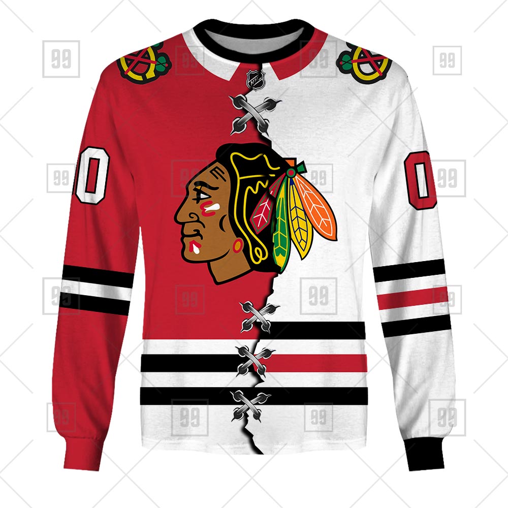 NHL Chicago Blackhawks Custom Name Number Throwback Vintage Jersey Pullover  Hoodie