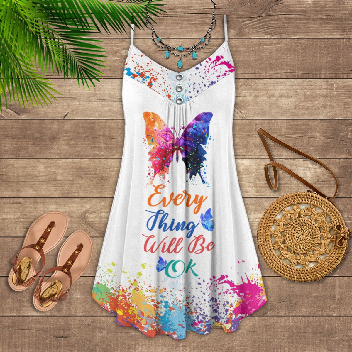 Butterfly Everything Will Be Ok &#8211 Summer Dress