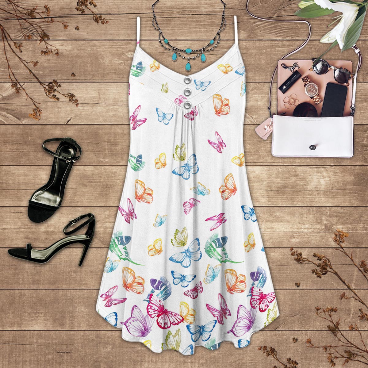 Butterfly With Various Colors &#8211 Summer Dress