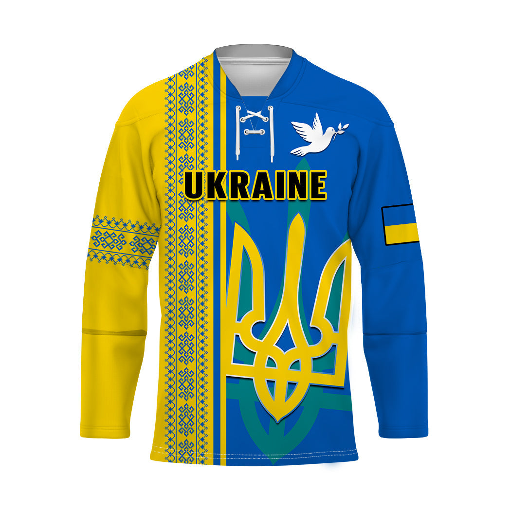 Ukraine Unity Day Hockey Jersey Vyshyvanka Ukrainian Coat Of Arms 9X
